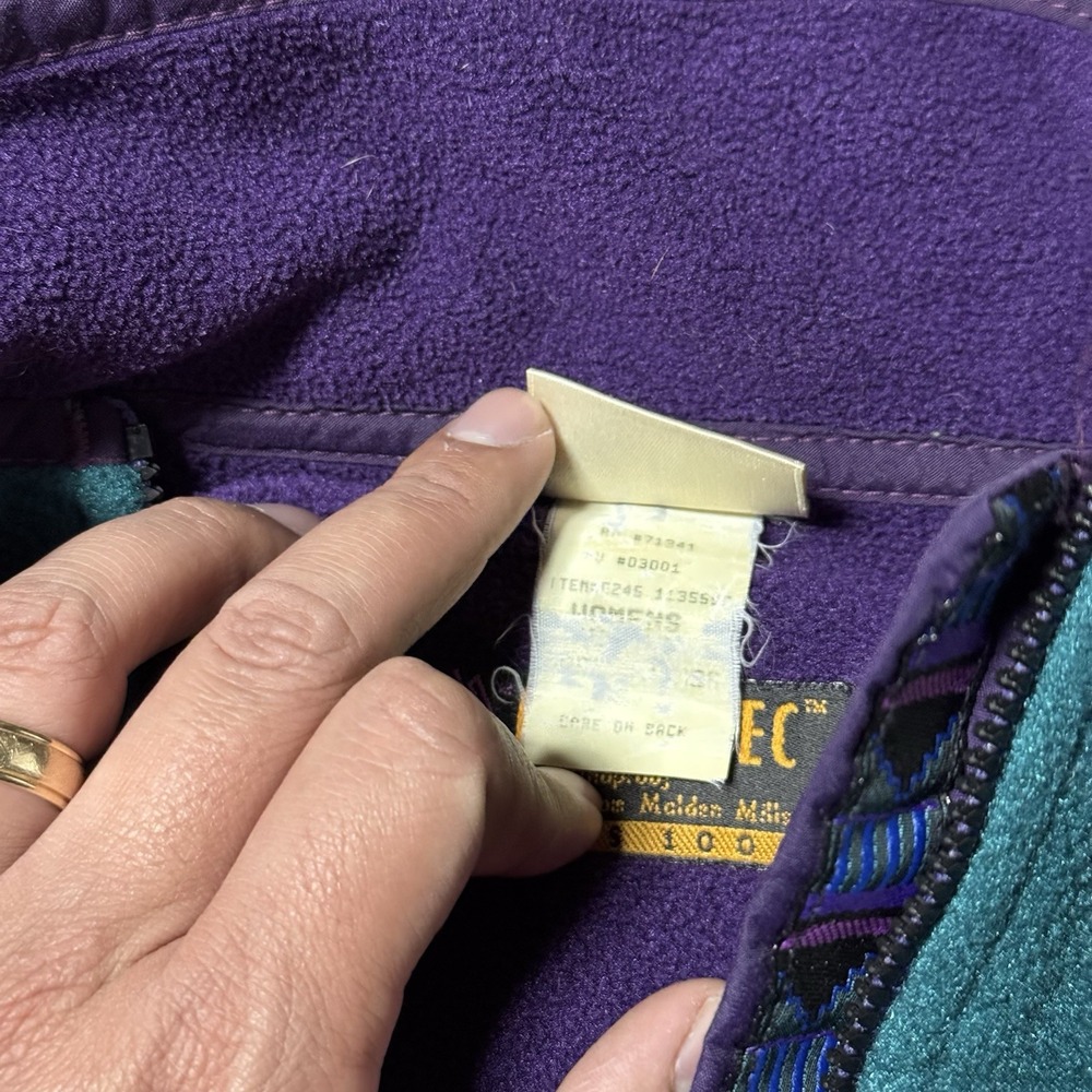 Vintage LL Bean Jacket Womens S Aztec Trim Fleece Polartec Series Windbloc USA - Picture 5 of 9